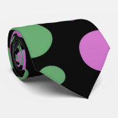 groene en roze cirkels stropdas (Opgerold)