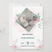 Groene en Roze Eenvoudige 'Save the Date'-poster Kaart (Voorkant)