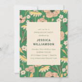 Groene en Roze Floral Graduation Party Kaart (Voorkant)