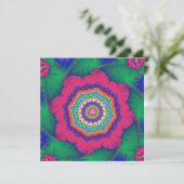 Groene en Roze Fractale Verjaardag Kaart (Staand voorkant)