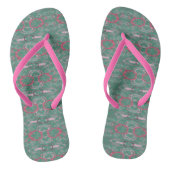 Groene en roze geometrische Abstract 2 Teenslippers (Voetbed)