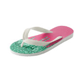 Groene en Roze Glanzende Glitter Druppelende Water Kinder Teenslippers (Schuin)