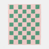 Groene en Roze Groovy Check Fleece Deken (Voorkant)