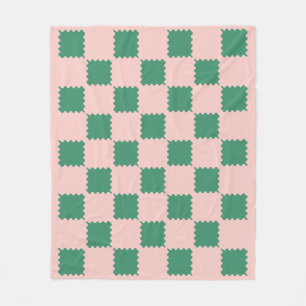 Groene en Roze Groovy Check Fleece Deken