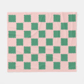 Groene en Roze Groovy Check Fleece Deken (Voorkant (Horizontaal))
