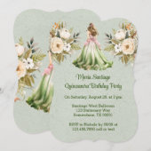 Groene en roze jurk Quinceanera verjaardagsfeestje Kaart (Voorkant / Achterkant)