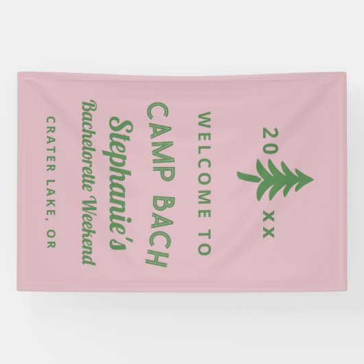 Groene en Roze Kamp Bach Meisjesweekend Spandoek (Horizontaal)