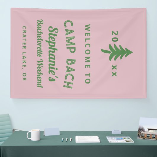 Groene en Roze Kamp Bach Meisjesweekend Spandoek (Beurs)