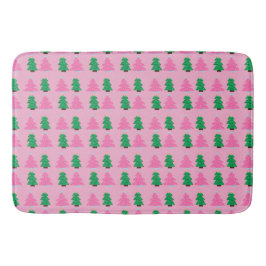 Groene en roze kerstbomen badmat