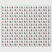 Groene en Roze Kerstbomen  Cadeaupapier (Vlak)