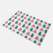 Groene en roze kerstbomen deurmat (Schuin)