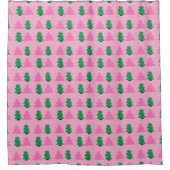 Groene en roze kerstbomen douchegordijn (Voorkant)