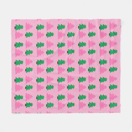 Groene en roze kerstbomen fleece deken (Voorkant (Horizontaal))