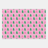 Groene en roze kerstbomen inpakpapier vel (Voorkant 2)