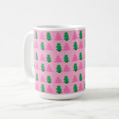 Groene en roze kerstbomen koffiemok (Voorkant links)