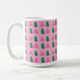 Groene en roze kerstbomen koffiemok