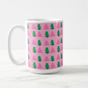 Groene en roze kerstbomen koffiemok
