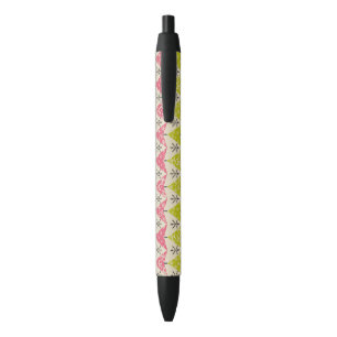 Groene en roze kerstbomen met sneeuwvlokken zwarte inkt pen