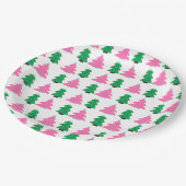 Groene en roze kerstbomen papieren bordje (Gekanteld)