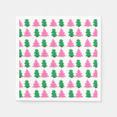 Groene en roze kerstbomen servet (Voorkant)