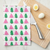 Groene en roze kerstbomen theedoek (Quarter Fold)