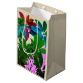 Groene en roze lederen tas medium cadeauzakje (Achterkant Gekanteld)