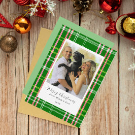 Groene en roze moderne Stippen Gepersonaliseerd Ke Feestdagenkaart