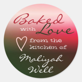 Groene en Roze Ombre Kleur met een liefdeshart Ronde Sticker