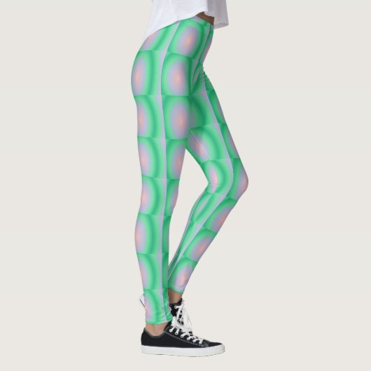 Groene en roze oude cirkels leggings (Rechts)