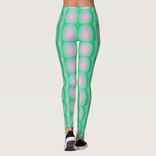Groene en roze oude cirkels leggings (Achterkant)