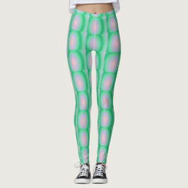 Groene en roze oude cirkels leggings