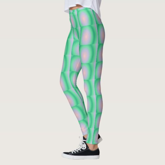 Groene en roze oude cirkels leggings (Links)