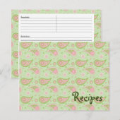Groene en roze Paisley Recept Kaart (Voorkant / Achterkant)