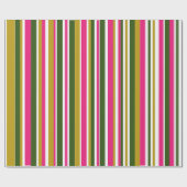 Groene en Roze Retro Stripe Cadeaupapier (Vlak)