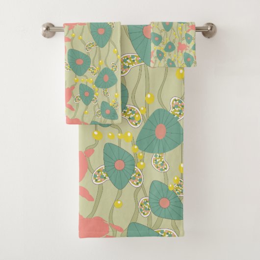 Groene en roze Retrodraaien Bad Handdoek (Insitu)