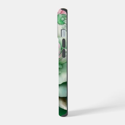 Groene en Roze Reuze Rozen iPhone 15 Case (Linkerkant)