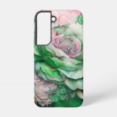 Groene en Roze Reuze Rozen Samsung Galaxy Hoesje (Achterkant)