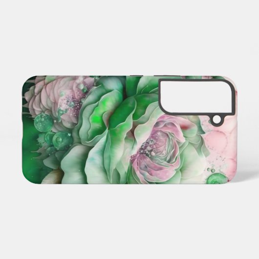 Groene en Roze Reuze Rozen Samsung Galaxy Hoesje (Achterkant horizontaal)
