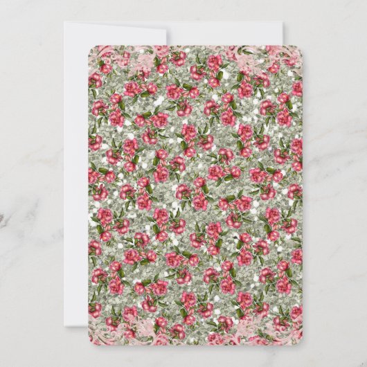 groene en roze roos eerste communie kaart (Achterkant)