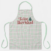 Groene en roze ruit Feliz Navidad Schort (Voorkant)