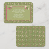 Groene en Roze Schattigee Vogels Baby Meisje Displ Informatiekaartje (Voorkant / Achterkant)