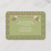 Groene en Roze Schattigee Vogels Baby Meisje Displ Informatiekaartje (Voorkant)