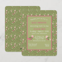 Groene en Roze Schattigee Vogels Baby Meisje Douch