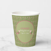 Groene en Roze Schattigee Vogels Baby shower Papie Papieren Bekers (Voorkant)