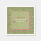Groene en Roze Schattigee Vogels Baby shower Papie Servet (Voorkant)