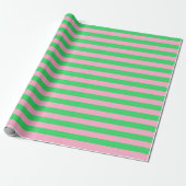 Groene en roze strepen cadeaupapier (Uitgerold)