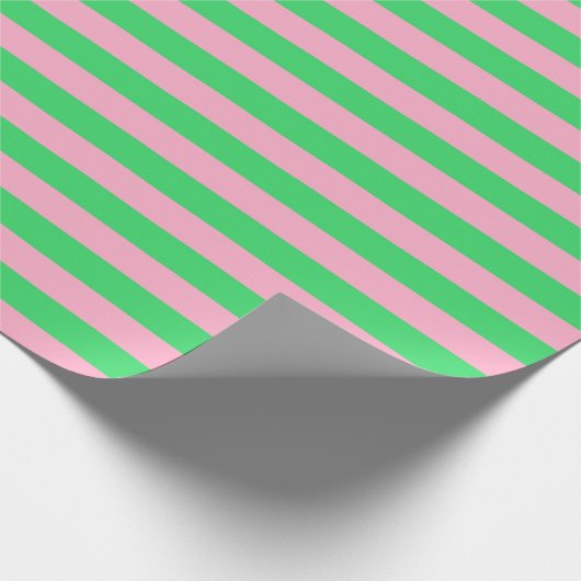 Groene en roze strepen cadeaupapier (Hoek)