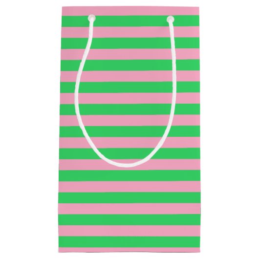 Groene en roze strepen klein cadeauzakje (Voorkant)