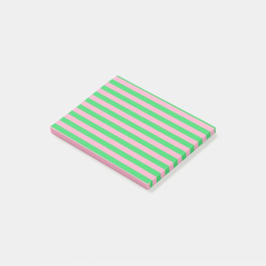 Groene en roze strepen post-it® notes (Schuin)