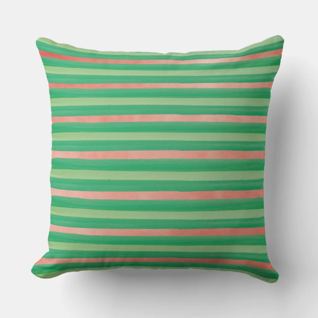 Groene en roze Stripe buitenste Pillow Buitenkussen (Voorkant)